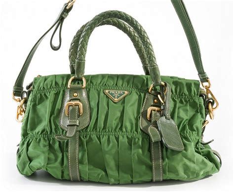 green ruched prada bag|Prada green handbag.